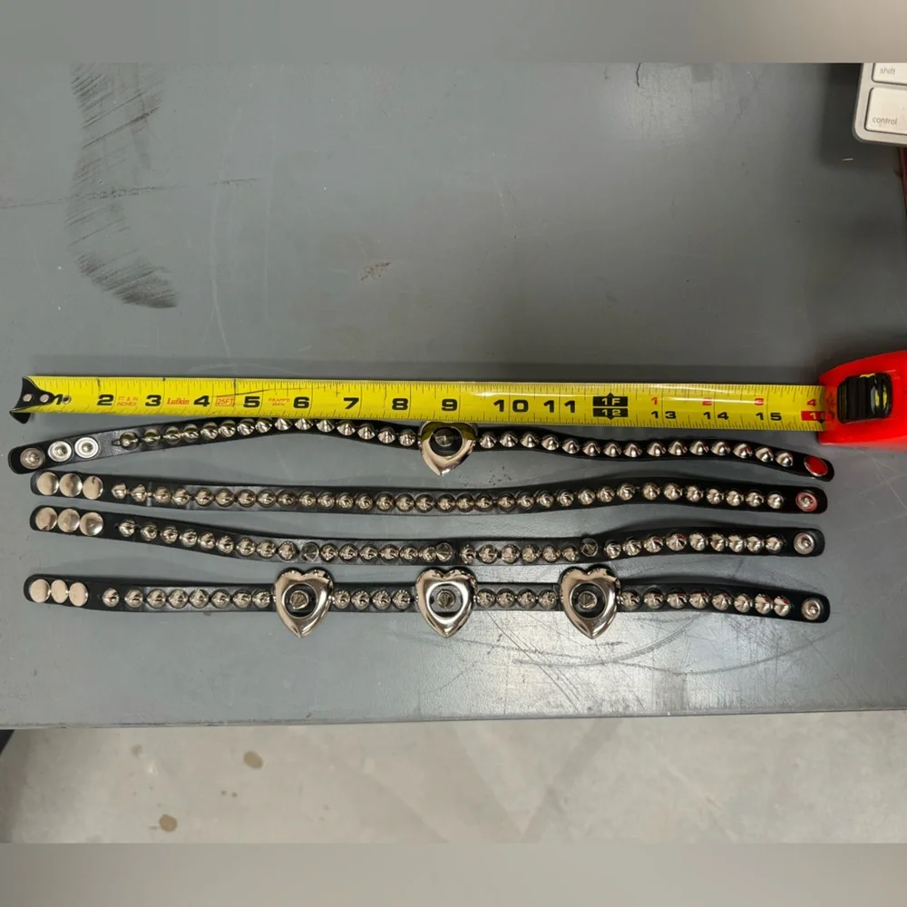 Lot of punk chokers collar and bracelets - 4 necklaces, 3 bracelets - Picture 8 of 15